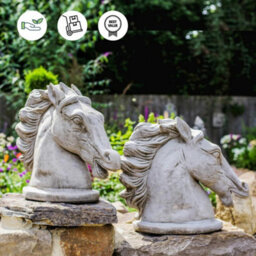 Pair Of Stone Cast Stallion Horse Heads - thumbnail 3