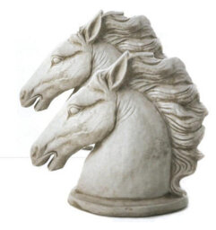 Pair Of Stone Cast Stallion Horse Heads - thumbnail 4