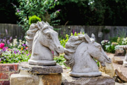 Pair Of Stone Cast Stallion Horse Heads - thumbnail 5