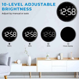 Remote Control Led Wall Clock With Dual Alarms, Calendar And Temperature Display , Adjustable Brightness - thumbnail 7