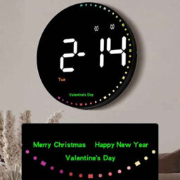 Remote Control Led Wall Clock With Dual Alarms, Calendar And Temperature Display , Adjustable Brightness - thumbnail 6