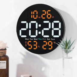 Remote Control Led Wall Clock With Dual Alarms, Calendar And Temperature Display , Adjustable Brightness