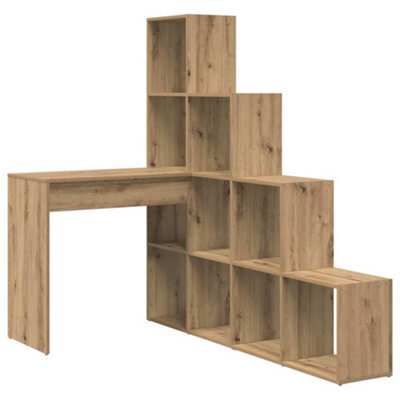 Berkfield Modern Corner Desk With Shelf Artisan Oak 101.5 X 149.5 X 149.5 Cm - image 1