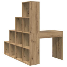 Berkfield Modern Corner Desk With Shelf Artisan Oak 101.5 X 149.5 X 149.5 Cm - thumbnail 7