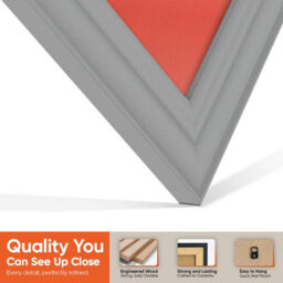 "AK Frames 25X17"" Light Grey Classic Vinyl Record Frame With Poppy Red Mount For 12 Inch Lp Cover & Disc - Overlapped Design" - thumbnail 3