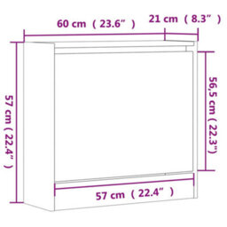 Vidaxl Shoe Cabinet Sonoma Oak 60X21X57 Cm Engineered Wood - thumbnail 3