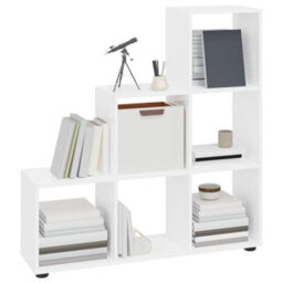 Berkfield Staircase Bookcase High Gloss White 107 Cm Engineered Wood - thumbnail 3