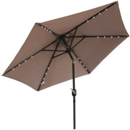 Sundaze 2.5M Taupe Led Garden Parasol Crank Tilt Mechanism Outdoor Patio Umbrella, Base Weights & Green Cover - thumbnail 2