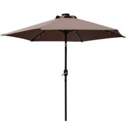Sundaze 2.5M Taupe Led Garden Parasol Crank Tilt Mechanism Outdoor Patio Umbrella, Base Weights & Green Cover - thumbnail 3