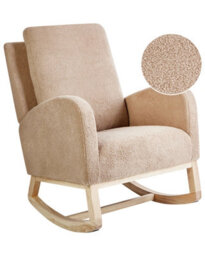 Wyld And Coco Rocking Armchair Beige - Boucle Upholstery, Rubberwood Frame, Armrests - thumbnail 3