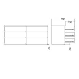 Wyld Haus Budapest Wide Chest - Concrete Effect & White Gloss, 6 Drawers - thumbnail 9