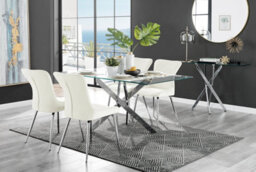 Furniturebox Uk Leonardo 4 Table And 4 Cream Nora Silver Leg Chairs