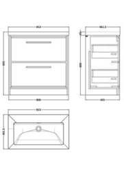 Balterley Longnor Modern Bathroom 2 Soft-Close Drawer Floor Standing Vanity Unit Fireclay Basin, Coastal Grey, 800mm - thumbnail 2