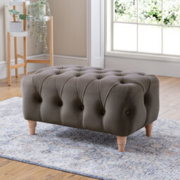 Furnishings For Less UK Elsie Velvet Chesterfield Plush Velvet Mushroom Footstool - thumbnail 2
