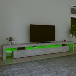 Berkfield Tv Cabinet With Led Lights Concrete Grey 290X36.5X40 Cm - thumbnail 4