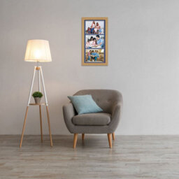 AK Frames 16X8 Light Oak Modern Multi Photo Frame With Blue Mount - Holds 3 Apertures (3X) 7X5 Photos - thumbnail 3