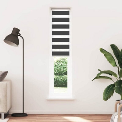 Berkfield Modern Zebra Blind Black 40X200 Cm Fabric Width 35.9 Cm Polyester