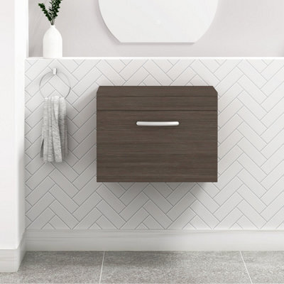 Royal Bathrooms Turin 600mm Grey Elm 1 Drawer Wall Hung Countertop Vanity Unit - image 1
