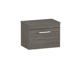 Royal Bathrooms Turin 600mm Grey Elm 1 Drawer Wall Hung Countertop Vanity Unit - thumbnail 3