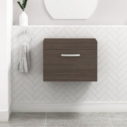 Royal Bathrooms Turin 600mm Grey Elm 1 Drawer Wall Hung Countertop Vanity Unit - thumbnail 1