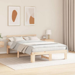Berkfield Modern Pine Wood Bed Frame 120X190 Natural Wood Solid Pine Wood - thumbnail 4