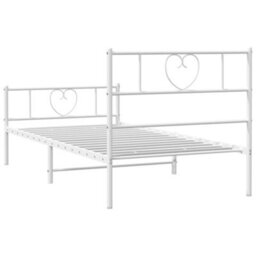 Berkfield Metal Bed Frame With Headboard And Footboard White 80X200 Cm - thumbnail 7