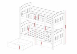 Arte Ignas Dark Chocolate Wooden Bunk Bed With Storage 90 X 190Cm - With 2 Foam Bonnell Mattresses - thumbnail 2