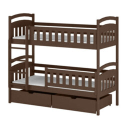 Arte Ignas Dark Chocolate Wooden Bunk Bed With Storage 90 X 190Cm - With 2 Foam Bonnell Mattresses - thumbnail 1