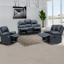 UK Leisure World Two Seater Twin 2 Recliner Grey Sofa Set Suites Settee Grey Leather 2  Seater Armchair Faux Leather - thumbnail 3