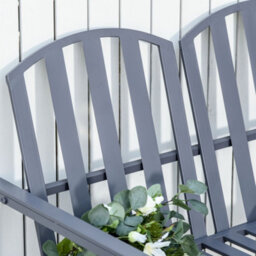 Wyld Haus Yoraha Steel Grey Outdoor Garden Bench Loveseat - Slatted Seat, High Back And Armrests, L108 X D63 X H80.5Cm - thumbnail 6