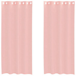 Walplus Voile Curtains With Grommets 2 Pcs Pink 140X245 Cm - thumbnail 2