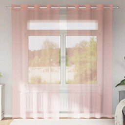 Walplus Voile Curtains With Grommets 2 Pcs Pink 140X245 Cm - thumbnail 1