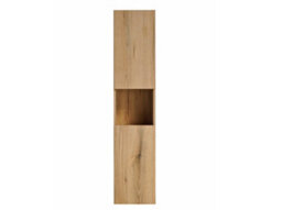 Impact Furniture Bathroom Wall Cabinet Tall Slim 2 Door Floating Storage Unit Oak Effect Narrow Tallboy Nova - thumbnail 9