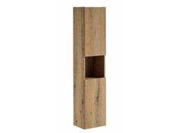 Impact Furniture Bathroom Wall Cabinet Tall Slim 2 Door Floating Storage Unit Oak Effect Narrow Tallboy Nova - thumbnail 8