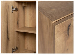 Impact Furniture Bathroom Wall Cabinet Tall Slim 2 Door Floating Storage Unit Oak Effect Narrow Tallboy Nova - thumbnail 5