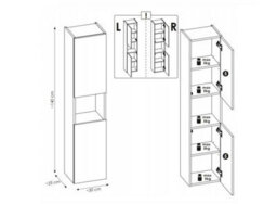 Impact Furniture Bathroom Wall Cabinet Tall Slim 2 Door Floating Storage Unit Oak Effect Narrow Tallboy Nova - thumbnail 7