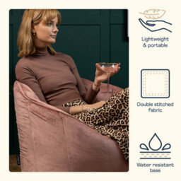 icon Sirena Scallop Chair Bean Bag Dusk Pink Velvet Bean Bags - thumbnail 4