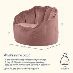 icon Sirena Scallop Chair Bean Bag Dusk Pink Velvet Bean Bags - thumbnail 6