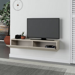 "Decortie Francy Wall-Mounted Tv Unit Modern Media Centre Tv Cabinet 42"" Sandstone 135Cm" - thumbnail 5