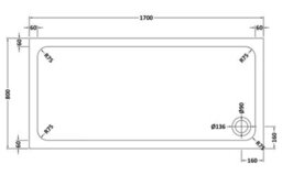 White Rectangular Stone Anti-Slip Shower Tray With Corner Waste Position - 1700 X 800mm - Balterley - thumbnail 2