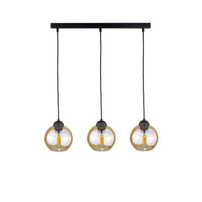 Luminosa Lighting Luminosa Ambre Bar Pendant Ceiling Light Black, 60Cm, 3X E27