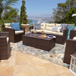 Abrihome Brown 7-Seats Lamao Rattan Sofa Set With Storage Box - thumbnail 5