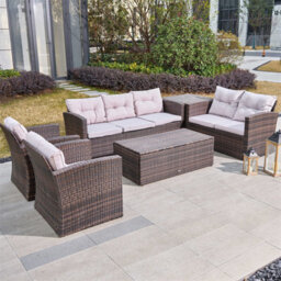 Abrihome Brown 7-Seats Lamao Rattan Sofa Set With Storage Box - thumbnail 2