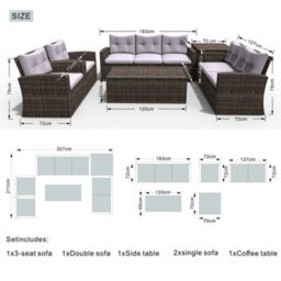 Abrihome Brown 7-Seats Lamao Rattan Sofa Set With Storage Box - thumbnail 3