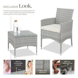 Tectake Garden Furniture Set Lucerne - 2 Armchairs, Coffee Table, Two Sets Of Cushion Covers - Light Grey - thumbnail 3