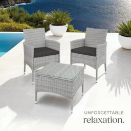 Tectake Garden Furniture Set Lucerne - 2 Armchairs, Coffee Table, Two Sets Of Cushion Covers - Light Grey - thumbnail 8