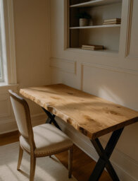 130Cm Live / Waney Edge Study Desk / Table / Computer Desk With Metal Hairpin Legs - thumbnail 7