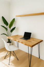 130Cm Live / Waney Edge Study Desk / Table / Computer Desk With Metal Hairpin Legs - thumbnail 4