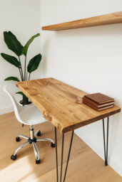 130Cm Live / Waney Edge Study Desk / Table / Computer Desk With Metal Hairpin Legs - thumbnail 5