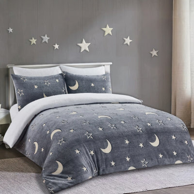istyle mode Reversible Designs Glow In The Dark Moon & Star Duvet Cover - Double Bedding
